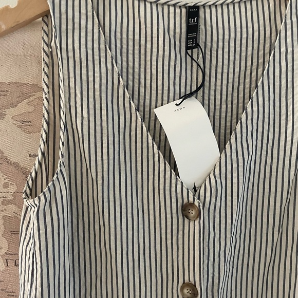 🆕ZARA trf Collection Size Small Striped Sleeveless Jumpsuit Wide Leg - Picture 4 of 12
